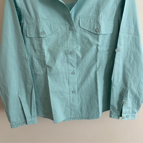 Woolrich Women's Vented Roll Tab Sleeve Aqua Button-Up 3x DRY Shirt - S - Picture 3 of 7